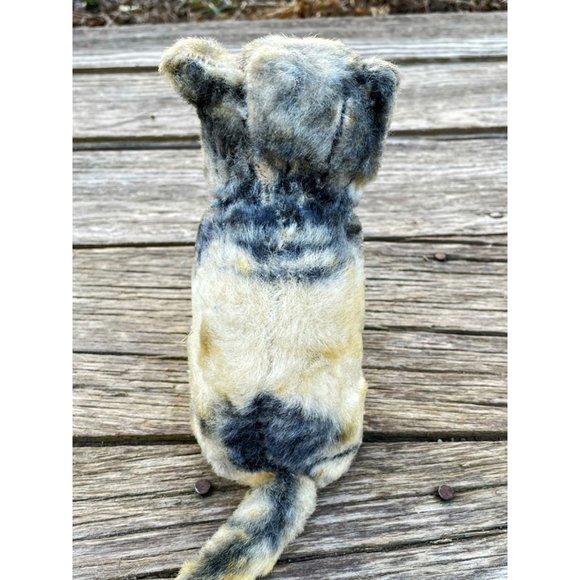 Vintage 1940s Mohair Stuffed Kitten Cat Toy Striped Gray Japan - Picture 5 of 12